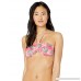 Hobie Women's Bandeau Halter Hipster Bikini Swimsuit Top Pink Flor-all Or Nothing B07H2DMDRX